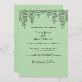 セージグリーンファーンリーフ結婚式招待状 招待状 (正面/裏面)