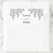 セージグリーンファーン結婚リーフ 長方形シール (バッグ)