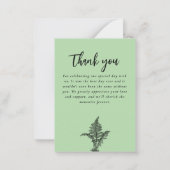 セージグリーンファーン結婚葉の感謝 ノートカード (裏面)