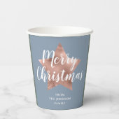 セージグリーンフェイクバラ金ゴールドスターメリークリスマス 紙コップ (裏面)