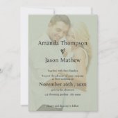 セージグリーンフェイクフェルムミニマリストオーバーレイ結婚ズ 招待状 (正面)