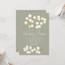 セージグリーンフェイク金ゴールドグリーナリーユーカリ 招待状