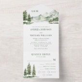 セージグリーンフォレストマウンテン素朴自然結婚ズ オールインワン招待状 (内側)