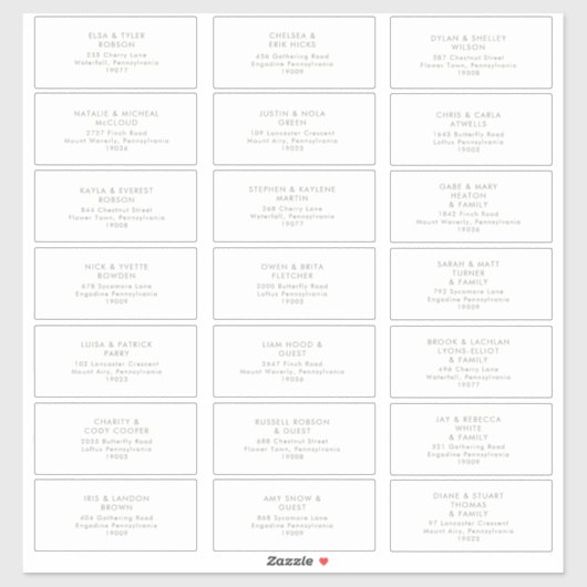 セージグリーンフォントゲストアドレス シール (シート)