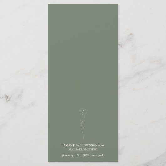 セージグリーンフラワーアート結婚ズ メニュー (裏面)