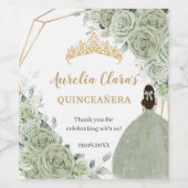 セージグリーンフラワープリンセスのキンセアニェラ誕生日 ワインラベル (シングルラベル)