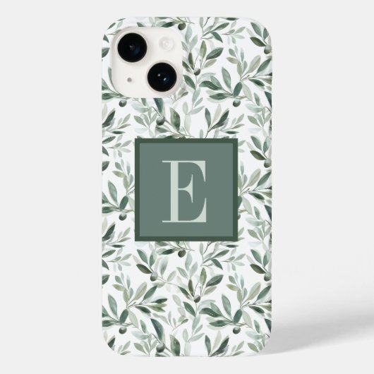 セージグリーンフレンチカントリーオリーブモノグラム Case-Mate iPhoneケース (裏面)