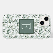 セージグリーンフレンチカントリーオリーブモノグラム Case-Mate iPhoneケース (裏面 (横))