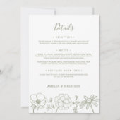 セージグリーンフローラすべて1つのエレガントな結婚式 招待状 (裏面)