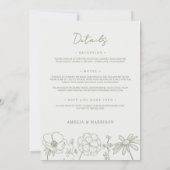 セージグリーンフローラすべて1つのエレガントな結婚式 招待状 (裏面)