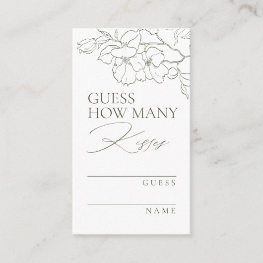 セージグリーンフローラはゲームの数を推測するキス エンクロージャーカード (正面)