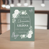 セージグリーンフローラアーチアンドバタフライクインセアニラ セーブザデート