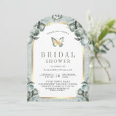 セージグリーンフローラアーチバタフライブライダルシャワー 招待状 (スタンド正面)