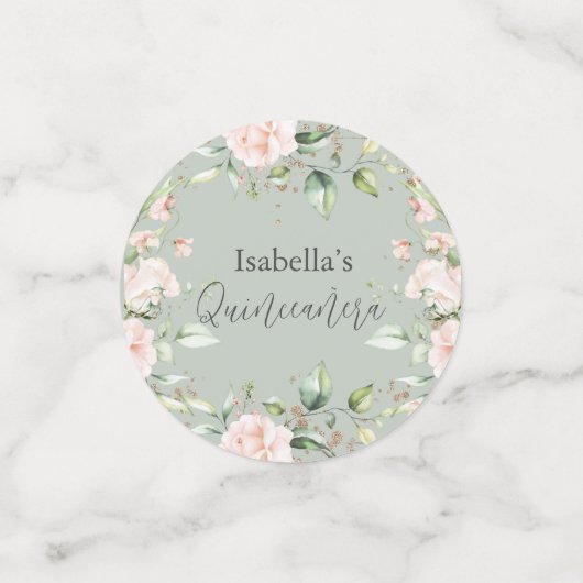 セージグリーンフローラウォーターカラーグリッターキンセアニラ コンフェッティ (スモール正面)