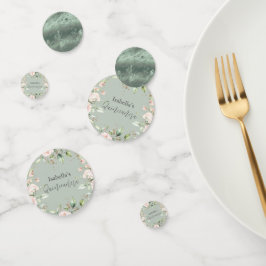 セージグリーンフローラウォーターカラーグリッターキンセアニラ コンフェッティ