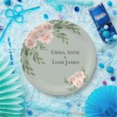 セージグリーンフローラウォーターカラーロマンチック結婚ズ ペーパープレート (パーティー)