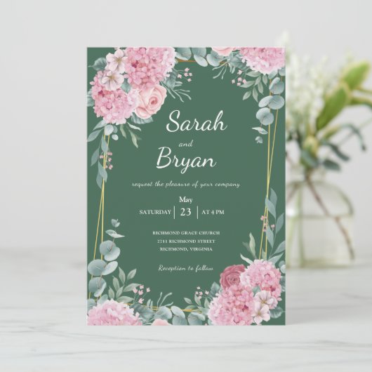 セージグリーンフローラウォーター素朴カラーボホ結婚ズ 招待状 (スタンド正面)