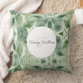 セージグリーンフローラエレガント クッション (ブランケット)