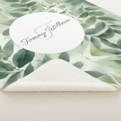 セージグリーンフローラエレガント シェルパブランケット (3/4)