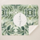 セージグリーンフローラエレガント シェルパブランケット (正面(横))