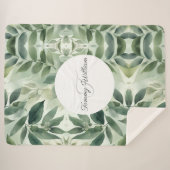 セージグリーンフローラエレガント シェルパブランケット (正面(横))