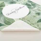 セージグリーンフローラエレガント シェルパブランケット (3/4)