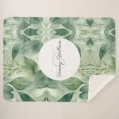 セージグリーンフローラエレガント シェルパブランケット (正面(横))