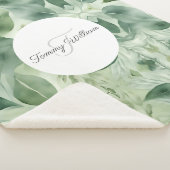 セージグリーンフローラエレガント シェルパブランケット (3/4)