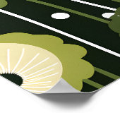 セージグリーンフローラオンブラック ポスター (角)