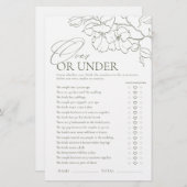 セージグリーンフローラオーバーまたは下ブライダルシャワーゲーム (正面/裏面)