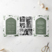 セージグリーンフローラオールインワンレースインディアン結婚 三つ折り招待状 (内部)