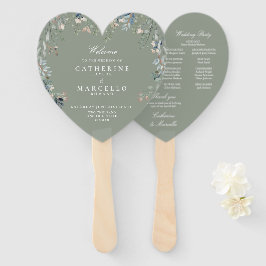 セージグリーンフローラカスケード結婚式 プログラム ハンドファン