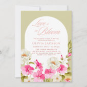 セージグリーンフローラガーデンフラワーズブライダルシャワー 招待状 (正面)
