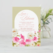 セージグリーンフローラガーデンフラワーズブライダルシャワー 招待状 (スタンド正面)