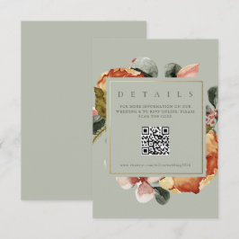 セージグリーンフローラガーデンQR結婚のウェブサイト エンクロージャーカード