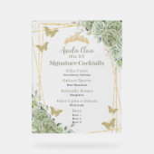 セージグリーンフローラキンセアニェラカクテルバーメニュー アクリルサイン (正面)