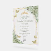 セージグリーンフローラキンセアニェラカクテルバーメニュー アクリルサイン (傾斜)