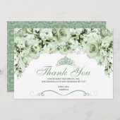セージグリーンフローラキンセアニェラサンキューカード サンキューカード (正面/裏面)