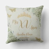 セージグリーンフローラキンセアニェラ誕生日蝶 クッション (裏面)