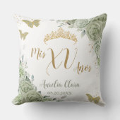セージグリーンフローラキンセアニェラ誕生日蝶 クッション (正面)