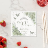 セージグリーンフローラキンセアニェラ誕生日蝶 スタンダードカクテルナプキン (インサイチュ)