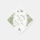 セージグリーンフローラキンセアニェラ誕生日蝶 スタンダードカクテルナプキン (角)
