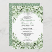 セージグリーンフローラキンセアニェラ誕生日 招待状 (正面/裏面)