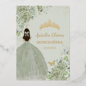 セージグリーンフローラキンセアニラクリン15 XV金ゴールド 箔招待状 (裏面)