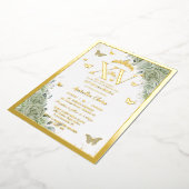 セージグリーンフローラキンセアニラ蝶XV金ゴールド 箔招待状 (回転した状態)