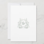 セージグリーンフローラクレストモノグラムエレガントウェディング セーブザデート (裏面)