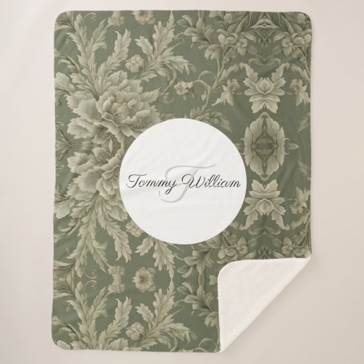 セージグリーンフローラシェラエレガントパブランケット シェルパブランケット (正面)