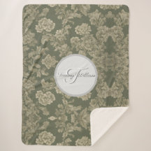 セージグリーンフローラシェラエレガントパブランケット