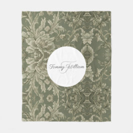 セージグリーンフローラシェラエレガントパブランケット フリースブランケット