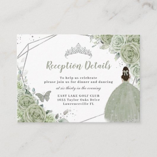 セージグリーンフローラシルバーキンセニェラ披露宴 エンクロージャーカード (正面)